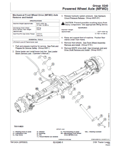John Deere 210K Tractor Loader Repair Technical Manual - Image 3
