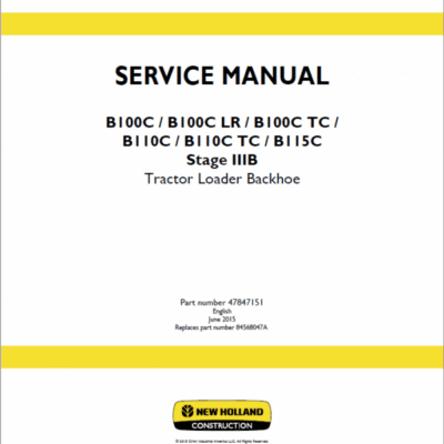 Cart New Holland B100C, B100C LR, B100C TC Backhoe Loader Service Manual