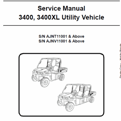 Cart Bobcat 3400, 3400XL Utility Vehicle Service Repair Manual