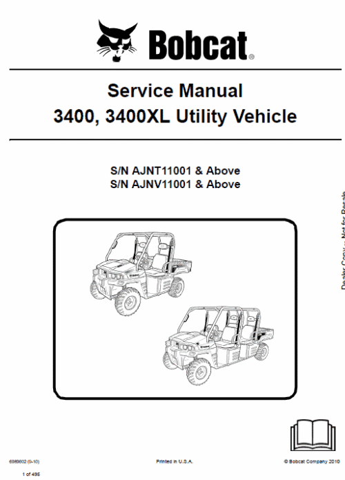 Bobcat 3400, 3400XL Utility Vehicle Service Repair Manual