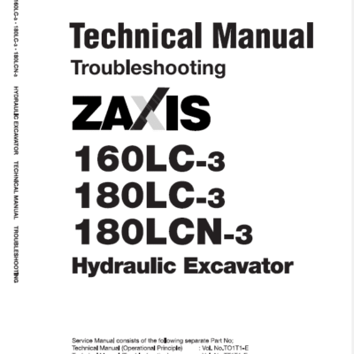 Cart Hitachi Zaxis 160LC-3 and Zaxis 180LC-3 Excavator Service Repair Manual