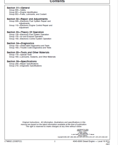 John Deere 4045, 6068 – Level 16 ECU Engine Repair Service Manual - Image 3
