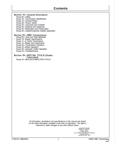 John Deere 18000 Series HMD Transmission Repair Manual - Image 3