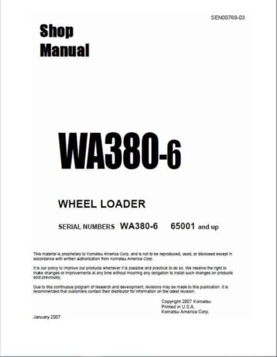 Komatsu Wa380-6 Wheel Loader Service Manual - Image 3