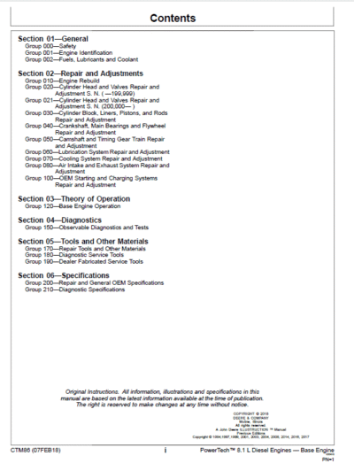 John Deere PowerTech 8.1L Diesel Engines Technical Manual - Image 3