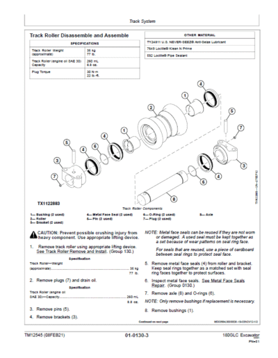 John Deere 180GLC Excavator Repair Services Manual - Image 3