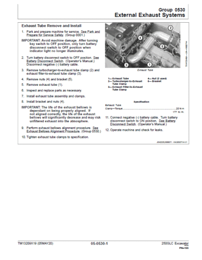 John Deere 250GLC Excavator Repair Service - Image 3