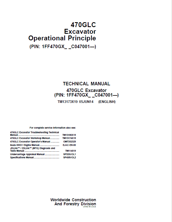 John Deere 470GLC Excavator Repair Service Manual John Deere 470GLC Excavator Repair Service Manual - Image 3