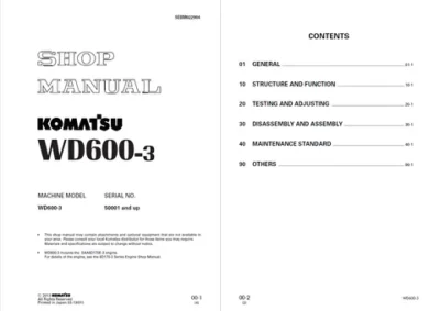 Komatsu WD600-3 Wheel Dozer Manual - Image 2