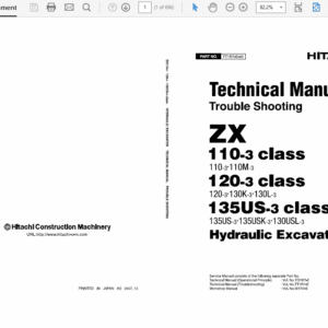 Hitachi ZX110-3, ZX120-3, ZX135US-3 Excavator Service Repair Manual Hitachi ZX110-3, ZX120-3, ZX135US-3 Excavator Service Repair Manual - Image 3