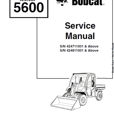Cart Bobcat 5600 Toolcat Utility Vehicle Service Manual