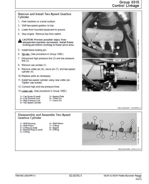 John Deere 643H, 843H Feller Buncher Service Repair Manual