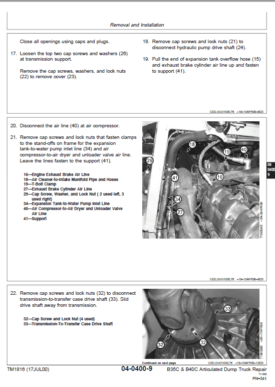 John Deere B35C, B40C Articulated Dump Truck Repair Service Manual John Deere B35C, B40C Articulated Dump Truck Repair Service Manual - Image 4