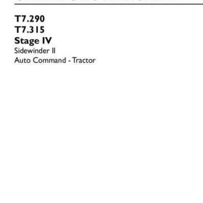 New Holland T7.290 T7.315 Autocommand Tractor Tier 4b Operator Manual