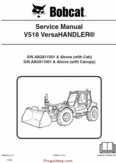 Bobcat V518 Versa HANDLER Telescopic Service Manual