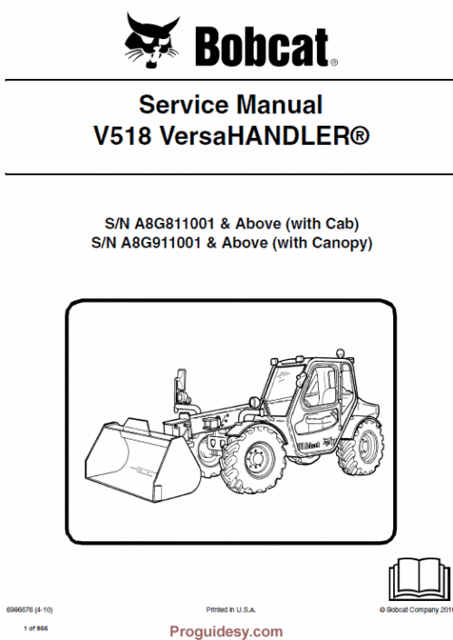 Bobcat V518 Versa HANDLER Telescopic Service Manual