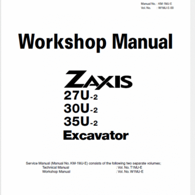 Cart Hitachi Zaxis ZX27U-2, ZX30U-2, ZX35U-2 Excavator Service Repair Manual