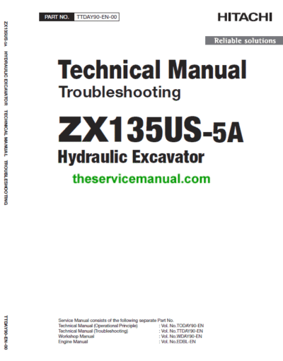 Hitachi ZX135US-5A Excavator Service Repair Manual