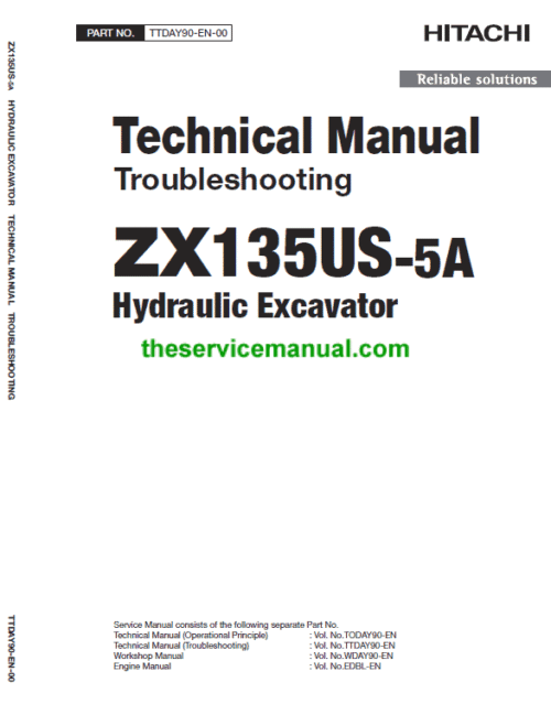 Hitachi ZX135US-5A Excavator Service Repair Manual