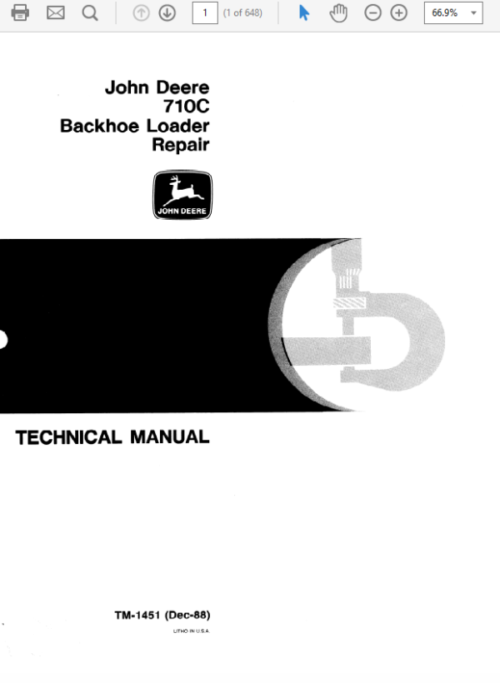John Deere 710C Backhoe Loader Manual (TM1450 and TM1451)