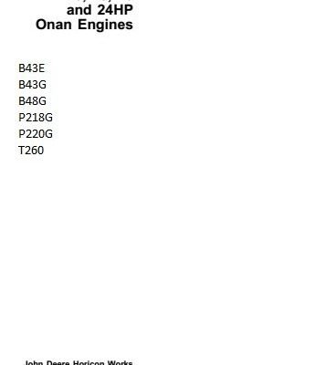 John Deere 16, 18, 20, 24HP Onan Engines Technical Manual (CTM2)