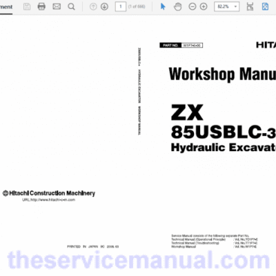 Cart Hitachi ZX85USBLC-3 Excavator Service Repair Manual