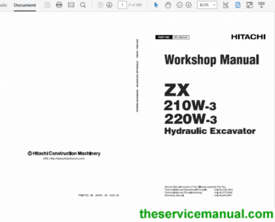 Hitachi ZAXIS ZX210W-3 and ZX220W-3 Excavator Service Repair Manual