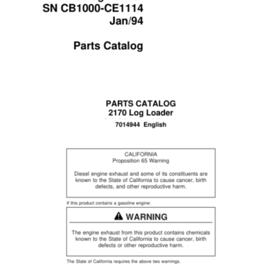 John Deere 2170 Knuckleboom Loader (SN SN CB1000-CE1114) Parts Catalog Manual