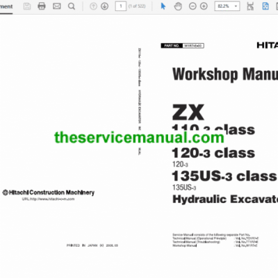Cart Hitachi ZX110-3, ZX120-3, ZX135US-3 Excavator Service Repair Manual