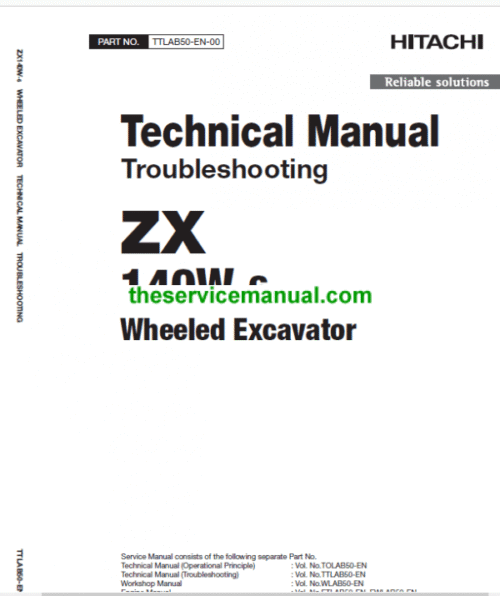 Hitachi ZX140-3 and ZX140-6 Excavator Service Repair Manual