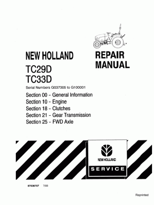 Cart New Holland Tc29d Tc29da Tc33d Cnh Quick Hitch 2030 2035 Boomer Operator Maintenance Manual