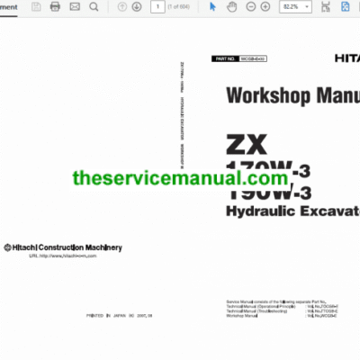 Hitachi ZX170W-3 and ZX190W-3 Excavator Service Repair Manual