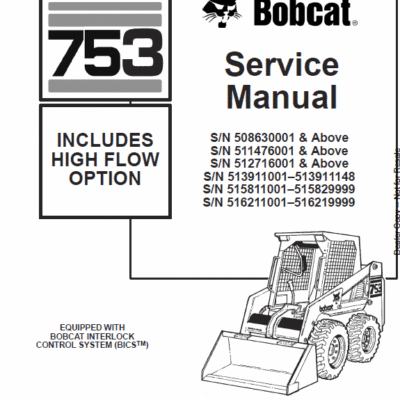 Cart Bobcat 753 and 753HF Skid-Steer Loader Service Manual