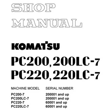 Komatsu PC200-7, PC200LC-7 Excavator Service Manual
