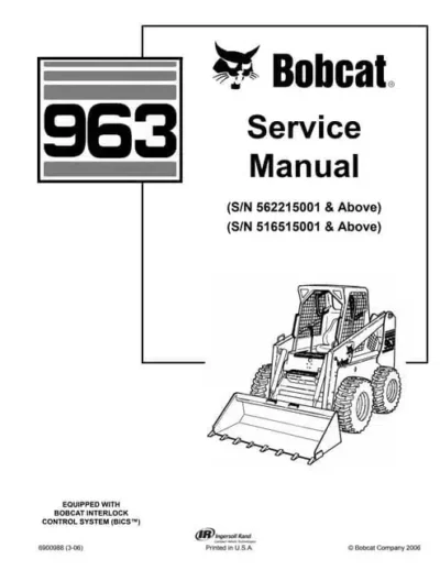 Bobcat 963 Skid Steer Loader Operation Manual