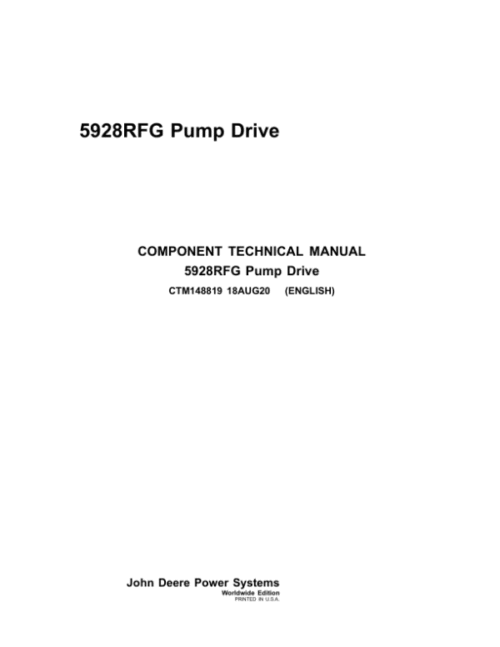 John Deere 5928RFG Pump Drive Component Technical Manual