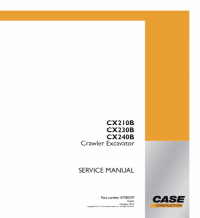 Case Cx210b Cx230b Cx240b Excavator Repair Manual