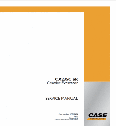 Case Cx235c Sr Tier 4 Crawler Excavator Service Manual