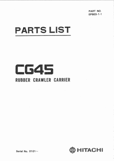 Hitachi CG45 Crawler Carriers Parts Catalog Manual