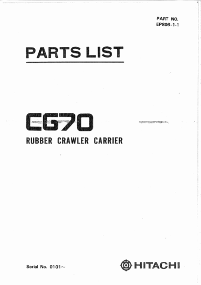Hitachi CG70 Crawler Carriers Parts Catalog Manual