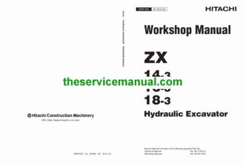 Hitachi ZX14-3, ZX16-3, ZX18-3 Mini Excavator Service Repair Manual