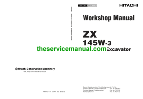 Hitachi ZX145W-3 Wheel Excavator Service Repair Manual