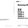 Hitachi ZX27U-3, ZX30U-3, ZX35U-3 Mini Excavator Service Repair Manual