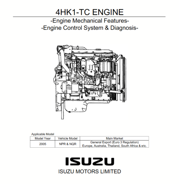 Isuzu-motor-service-manual.png Isuzu 4HK-1 Engine Service Manual