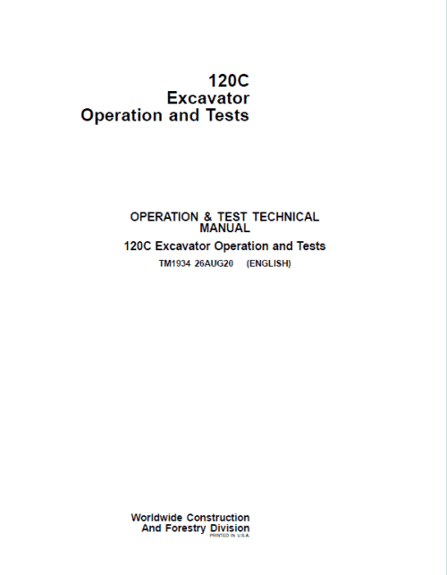 John Deere 120C Excavator Operator Test Manual