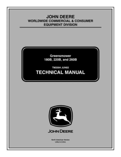 John Deere 180B, 220B, 260B Greensmower Repair Manual