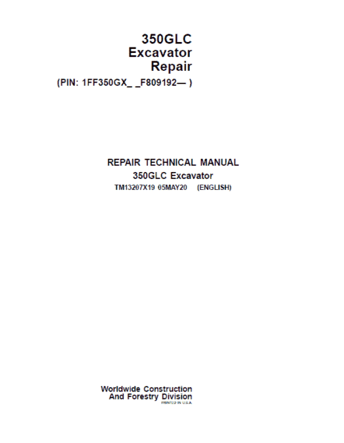 John Deere 350GLC Repair Service Manual