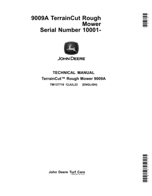 John Deere 9009A Terraincut Mower Repair Manual