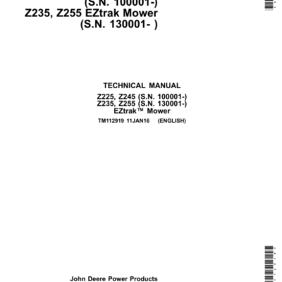 John Deere Z225, Z235, Z245, Z255 E-Ztrak Mower Repair Manual