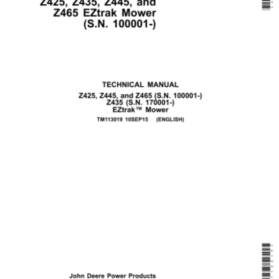 John Deere Z425, Z435, Z445, Z465 EZtrak Mower Repair Manual